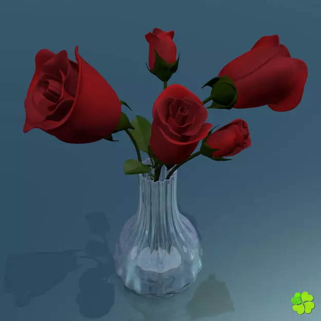 Rose multicolor rigged low poly Low-poly 3D model_0