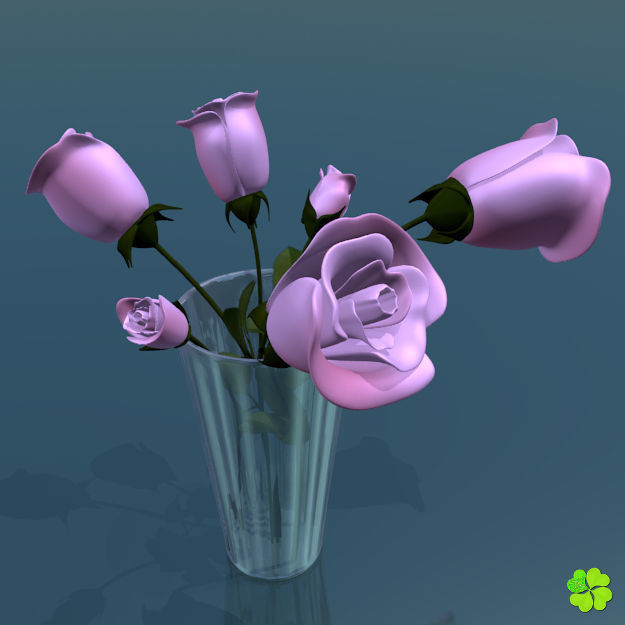 Rose multicolor rigged low poly Low-poly 3D model_35