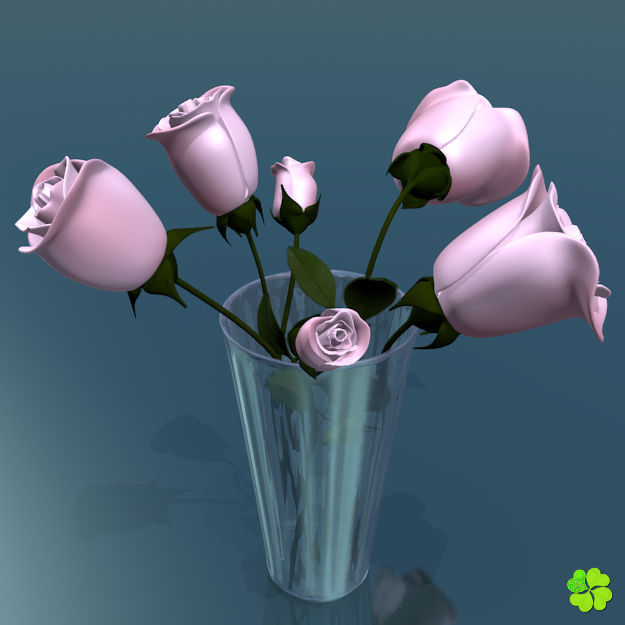 Rose multicolor rigged low poly Low-poly 3D model_12