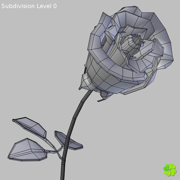 Rose multicolor rigged low poly Low-poly 3D model_53