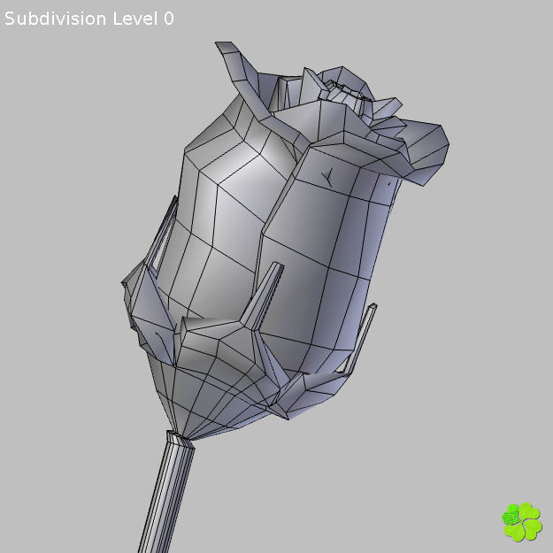 Rose multicolor rigged low poly Low-poly 3D model_49