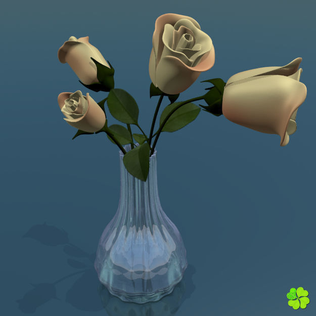 Rose multicolor rigged low poly Low-poly 3D model_24