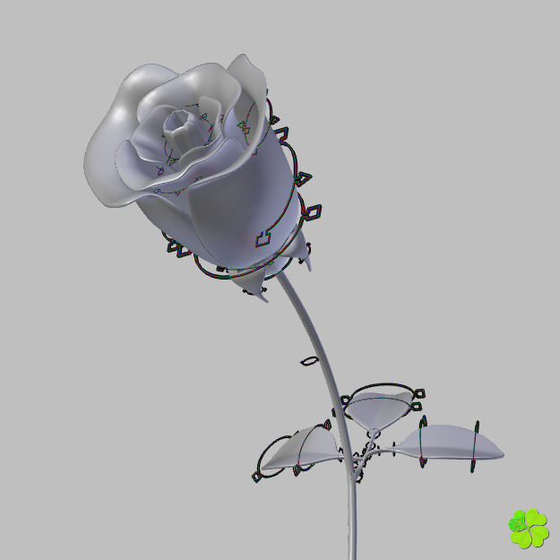 Rose multicolor rigged low poly Low-poly 3D model_65