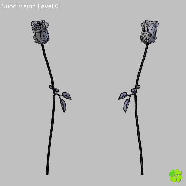 Rose multicolor rigged low poly Low-poly 3D model_61