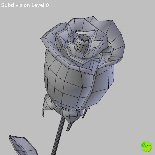 Rose multicolor rigged low poly Low-poly 3D model_43