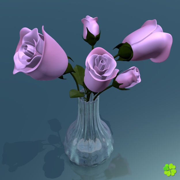 Rose multicolor rigged low poly Low-poly 3D model_5