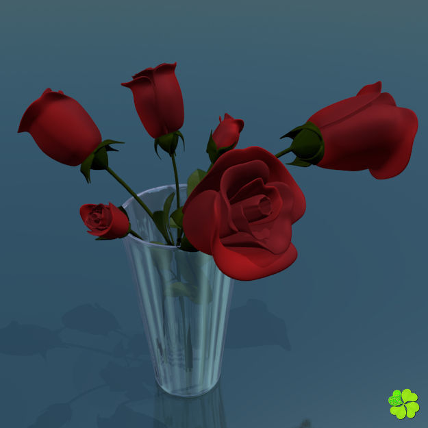 Rose multicolor rigged low poly Low-poly 3D model_31