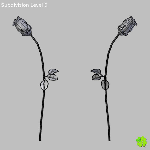 Rose multicolor rigged low poly Low-poly 3D model_59