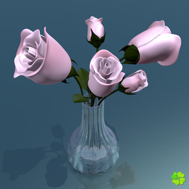 Rose multicolor rigged low poly Low-poly 3D model_2