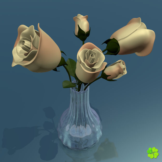 Rose multicolor rigged low poly Low-poly 3D model_3