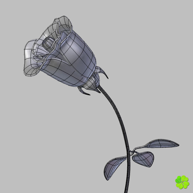 Rose multicolor rigged low poly Low-poly 3D model_44