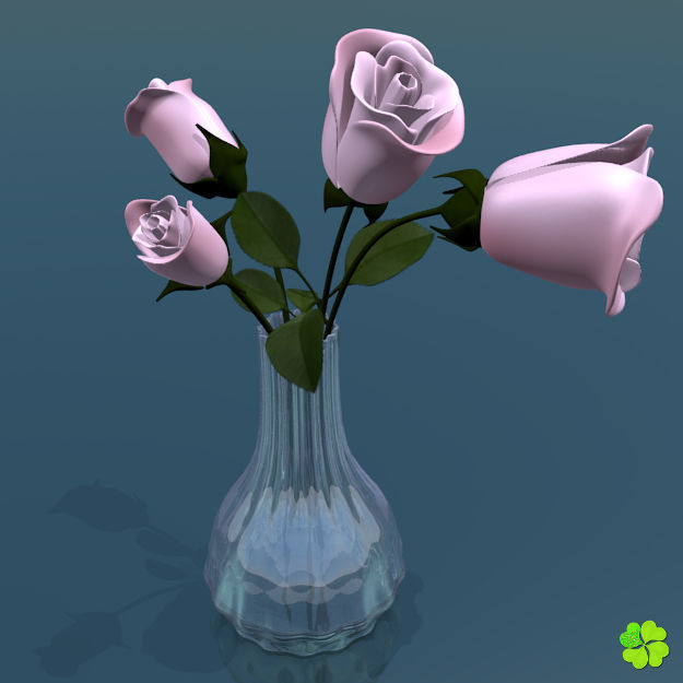 Rose multicolor rigged low poly Low-poly 3D model_22