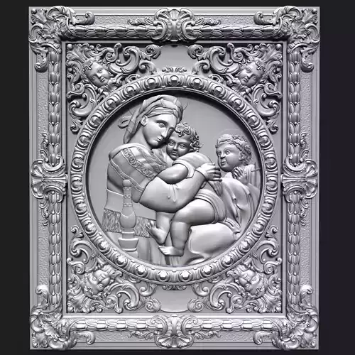 Madonna of the chair bas relief for CNC  3D print model