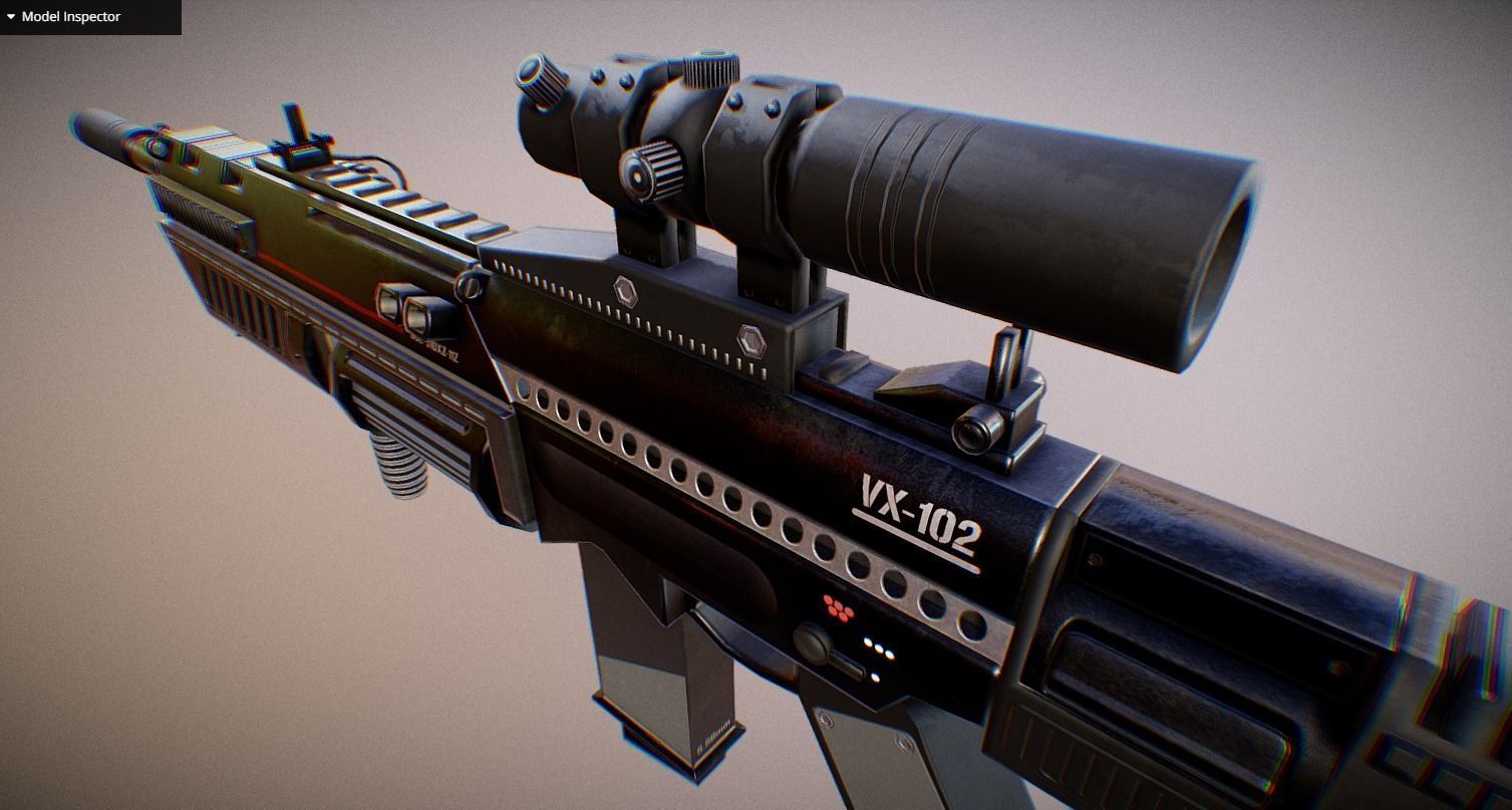Futuristic Assault Rifle Low-poly 3D model_5