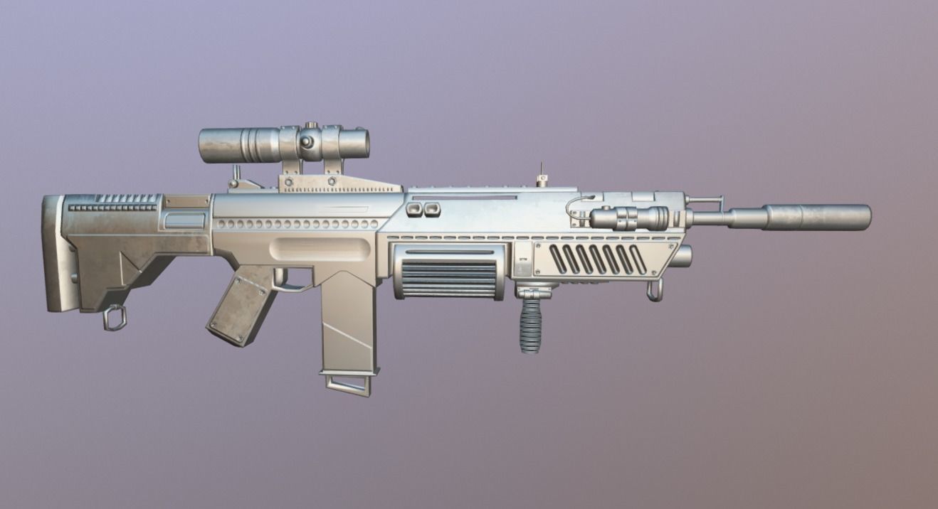 Futuristic Assault Rifle Low-poly 3D model_10