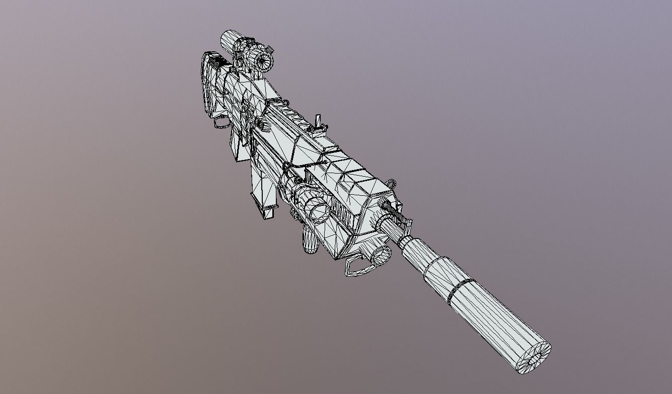 Futuristic Assault Rifle Low-poly 3D model_8