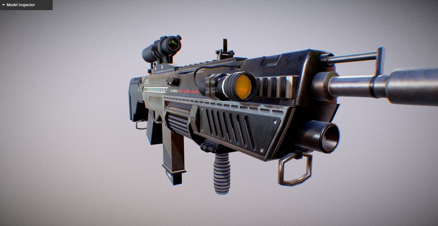 Futuristic Assault Rifle Low-poly 3D model_3