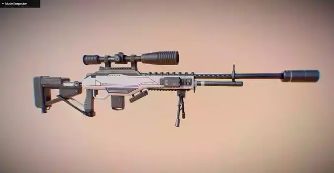 Futuristic Sniper Rifle Low-poly 3D model