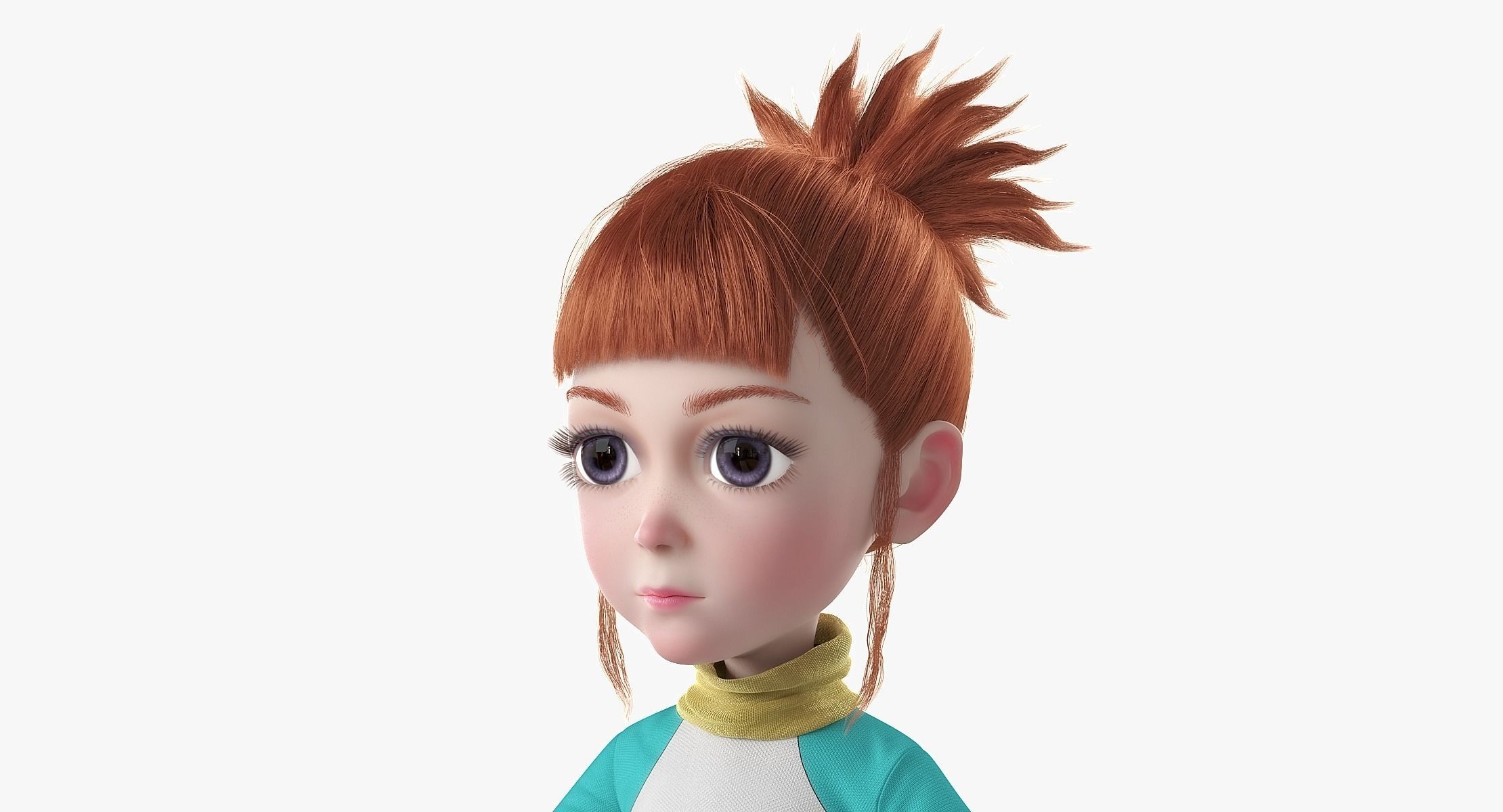 Cartoon Girl NoRig 3D model