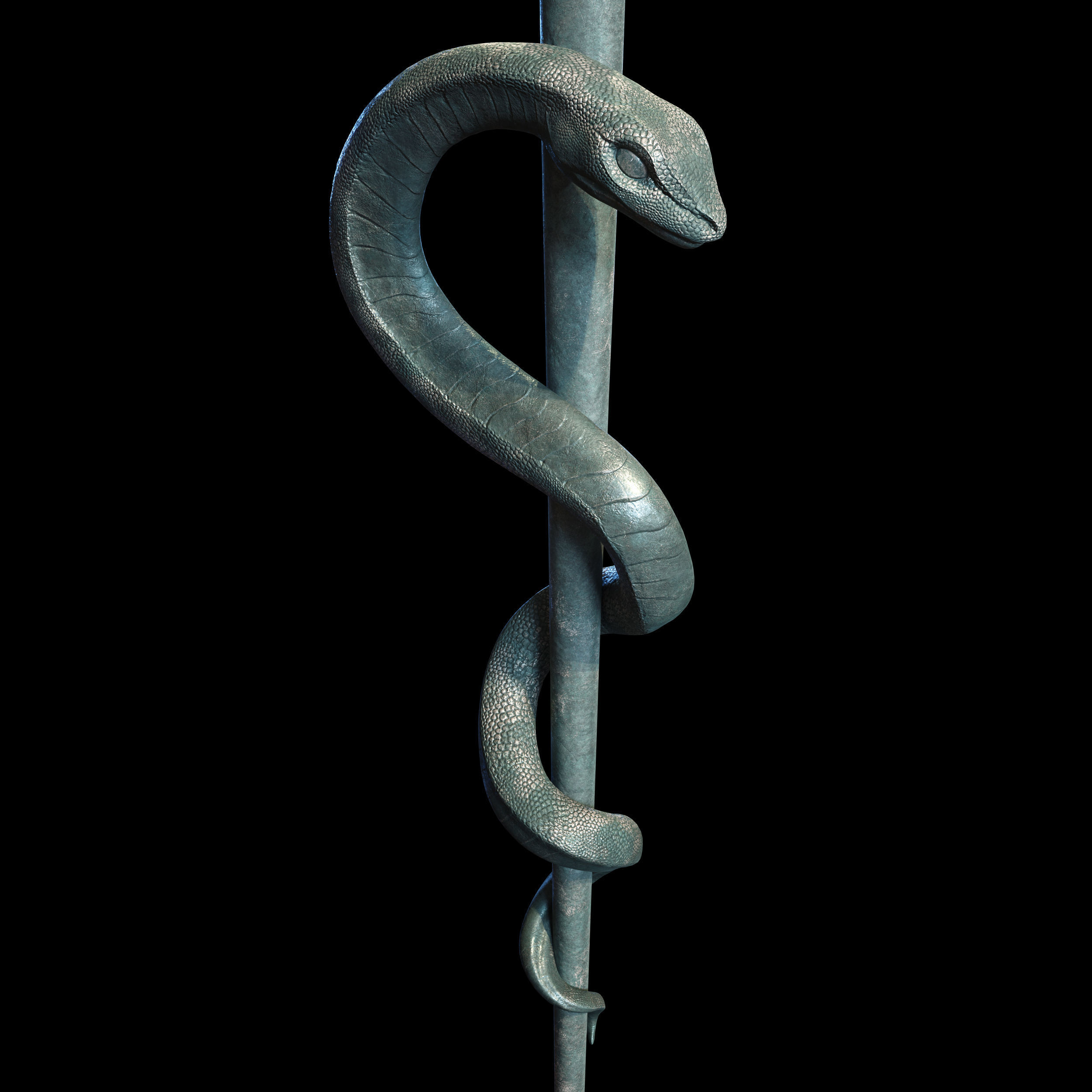 Medical symbol Asclepius PBR lowpoly Low-poly 3D model_4