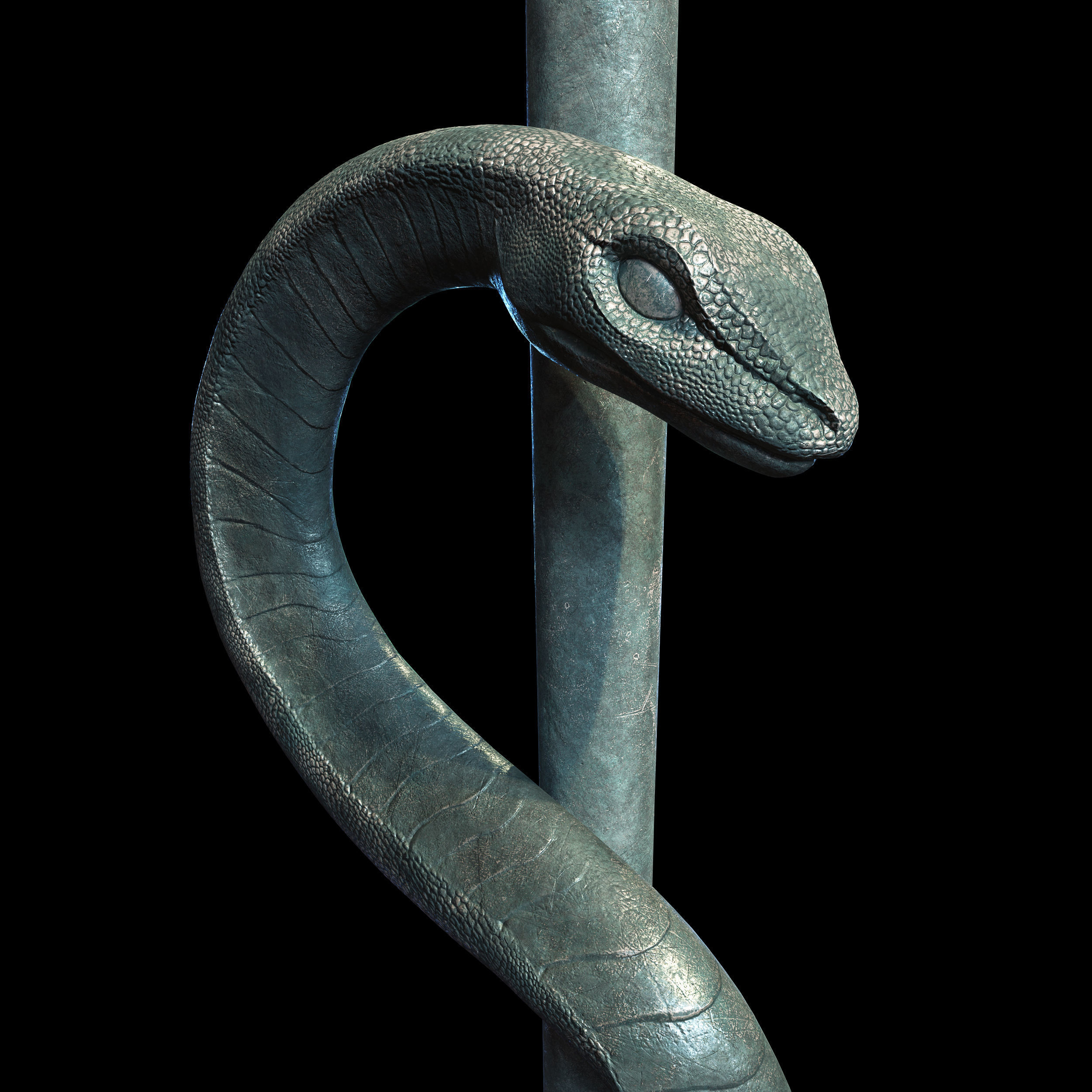 Medical symbol Asclepius PBR lowpoly Low-poly 3D model_2