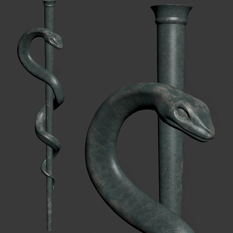 Medical symbol Asclepius PBR lowpoly Low-poly 3D model_5