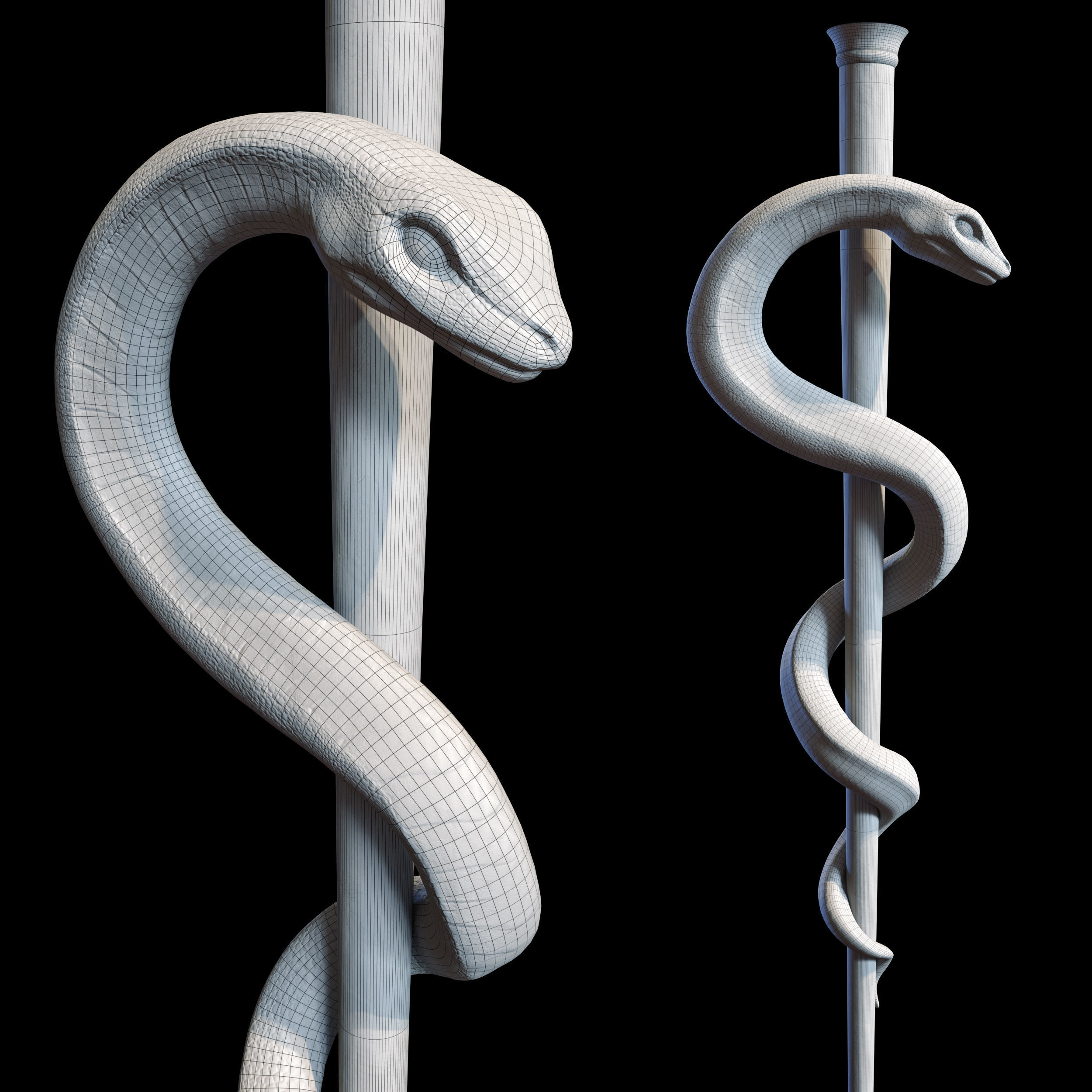 Medical symbol Asclepius PBR lowpoly Low-poly 3D model_6