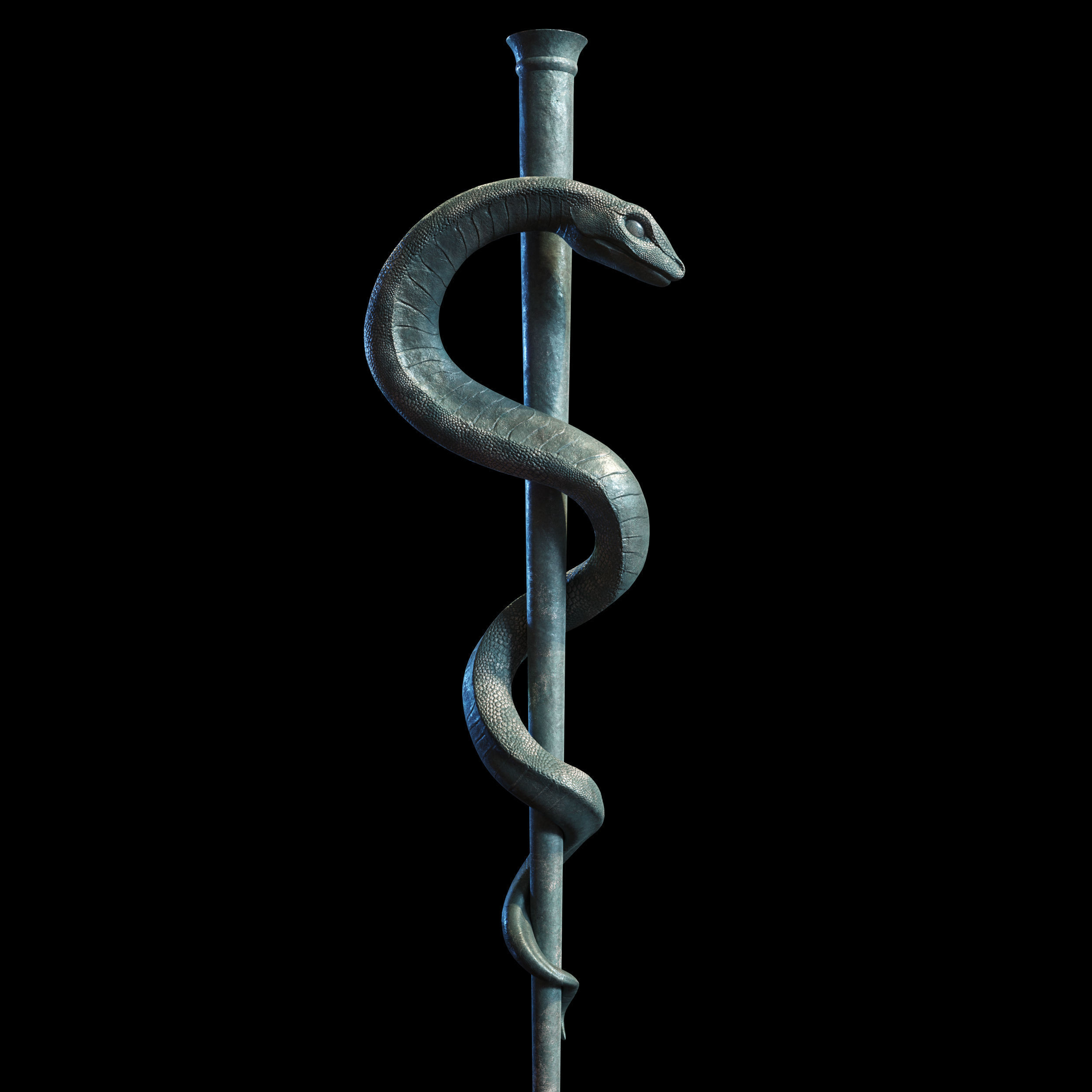 Medical symbol Asclepius PBR lowpoly Low-poly 3D model_3