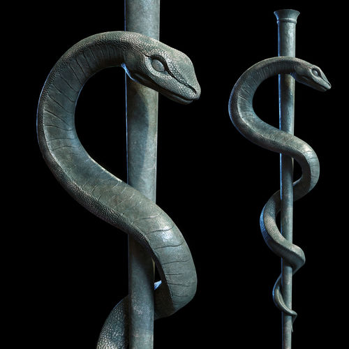 Medical symbol Asclepius PBR lowpoly Low-poly 3D model