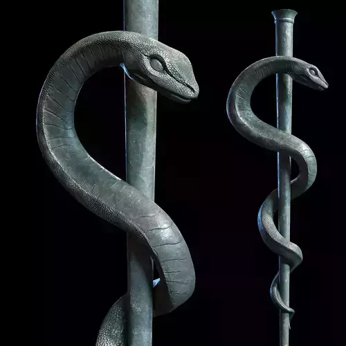 Medical symbol Asclepius PBR lowpoly Low-poly 3D model
