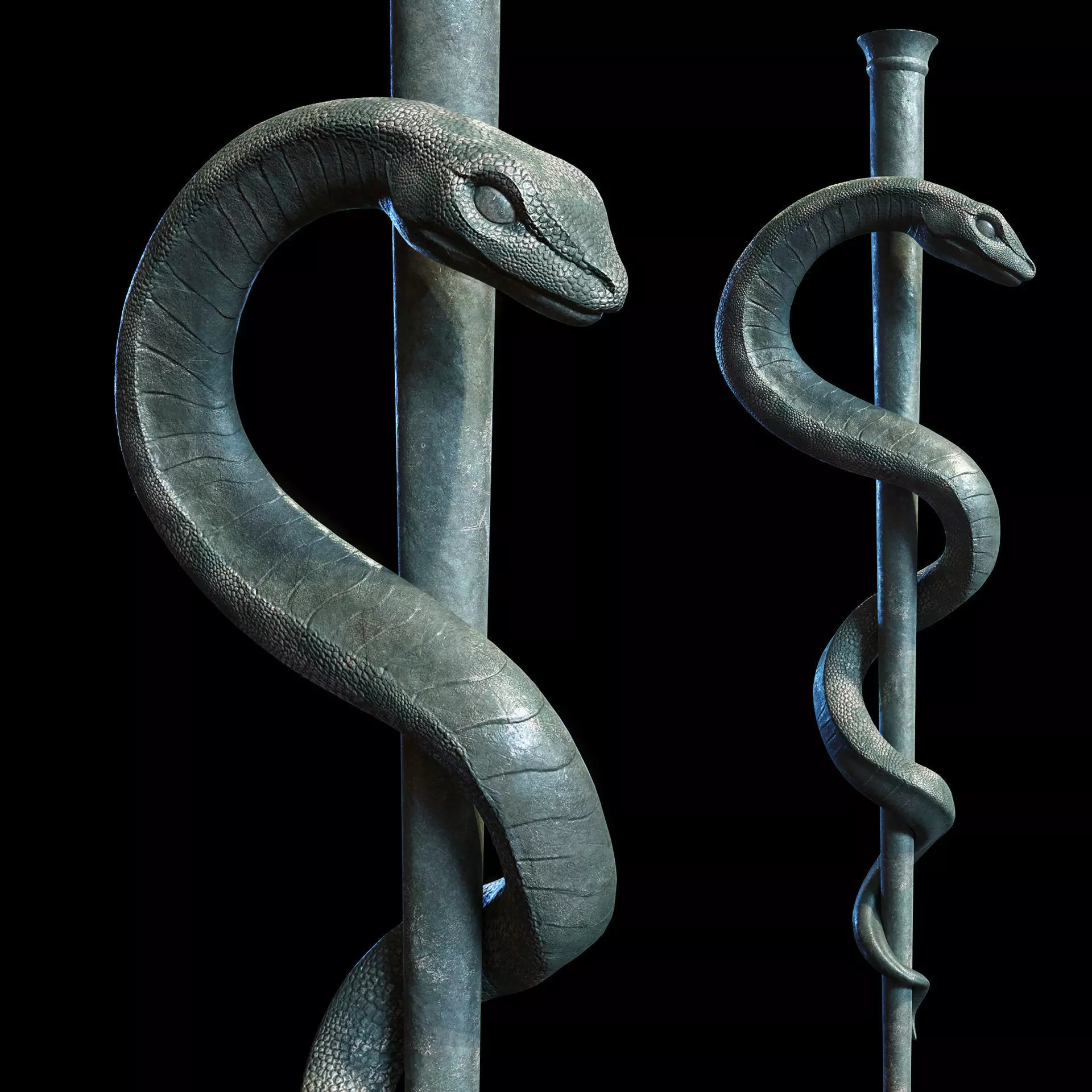 Medical symbol Asclepius PBR lowpoly Low-poly 3D model_0