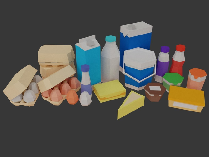 Low Poly Supermarket Set machine Low-poly 3D model 3