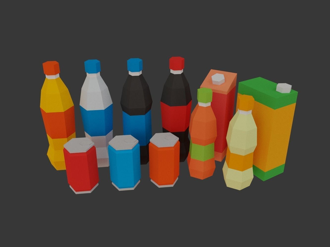 Low Poly Supermarket Set machine Low-poly 3D model 7