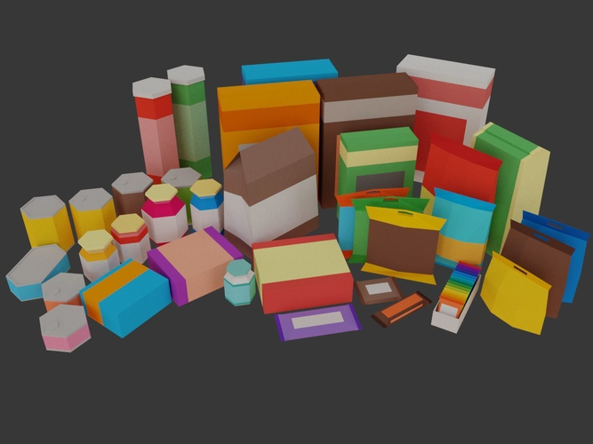 Low Poly Supermarket Set machine Low-poly 3D model 6