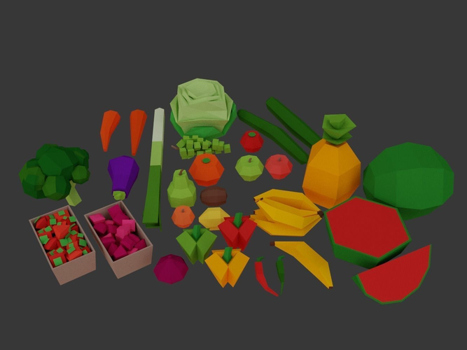 Low Poly Supermarket Set machine Low-poly 3D model 4