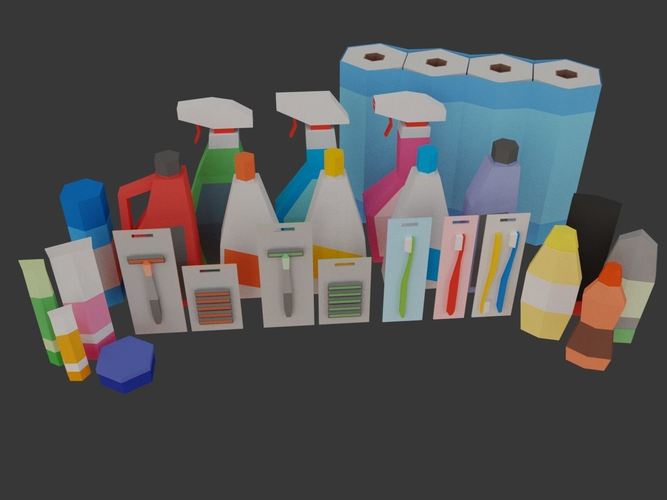 Low Poly Supermarket Set machine Low-poly 3D model 2