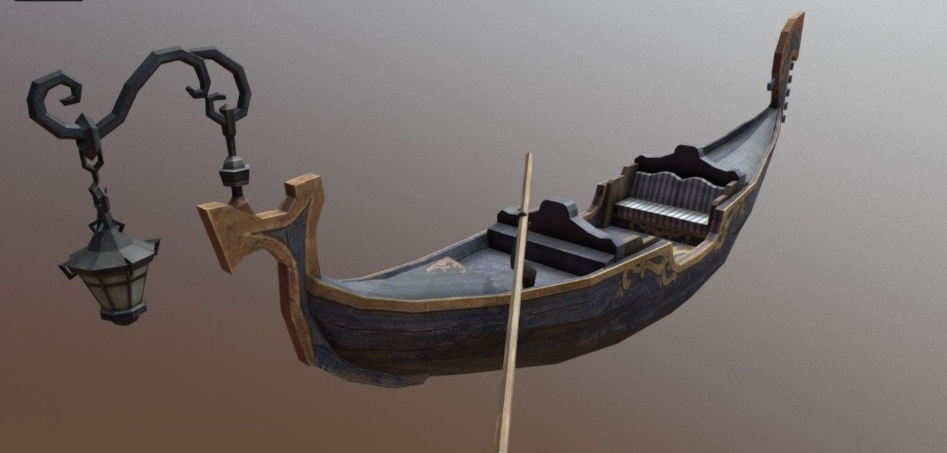 3D model Gondola with paddle VR / AR / lowpoly CGTrader
