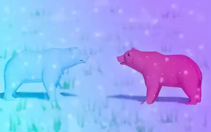 Bear and wolf Low-poly 3D model