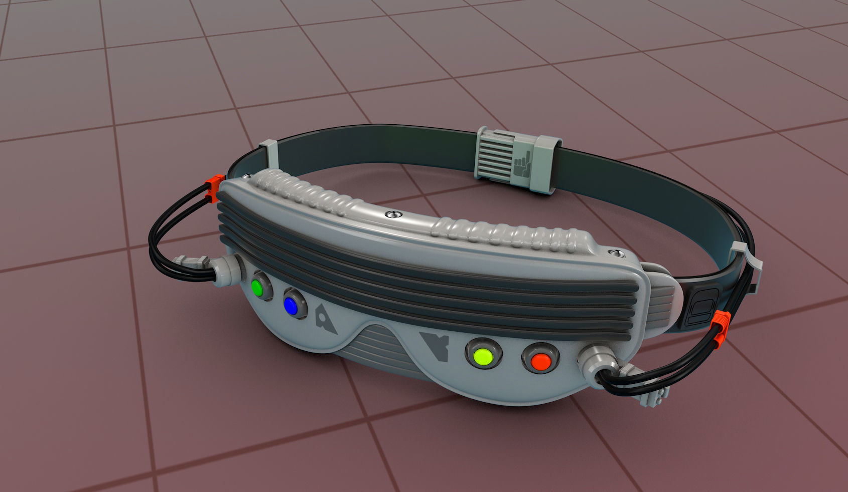 Cyber Punk Game Glasses 3D model_7