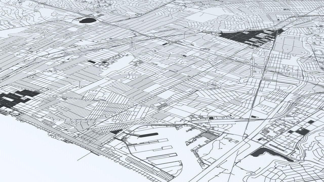 Greater Los Angeles Road Network and Streets 3D model_18