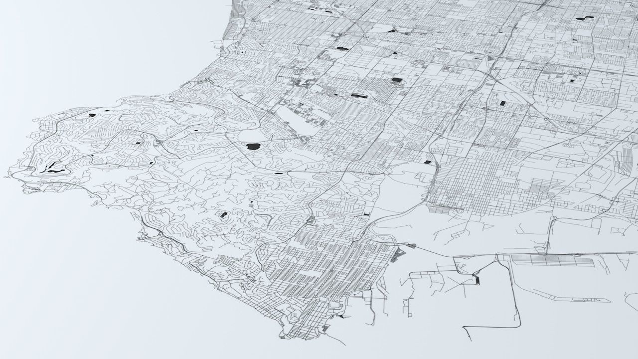 Greater Los Angeles Road Network and Streets 3D model_23