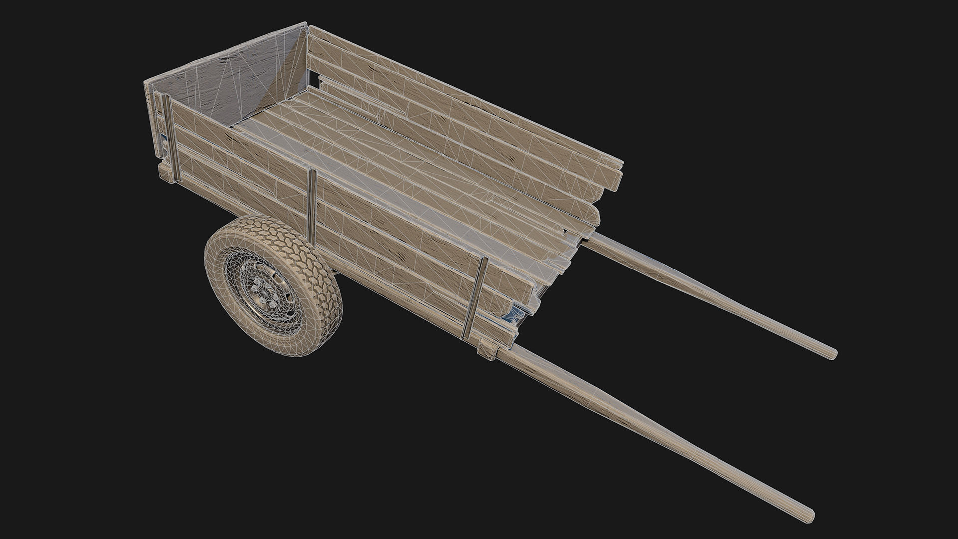 Low Poly PBR Wooden Cart Low-poly 3D model_6