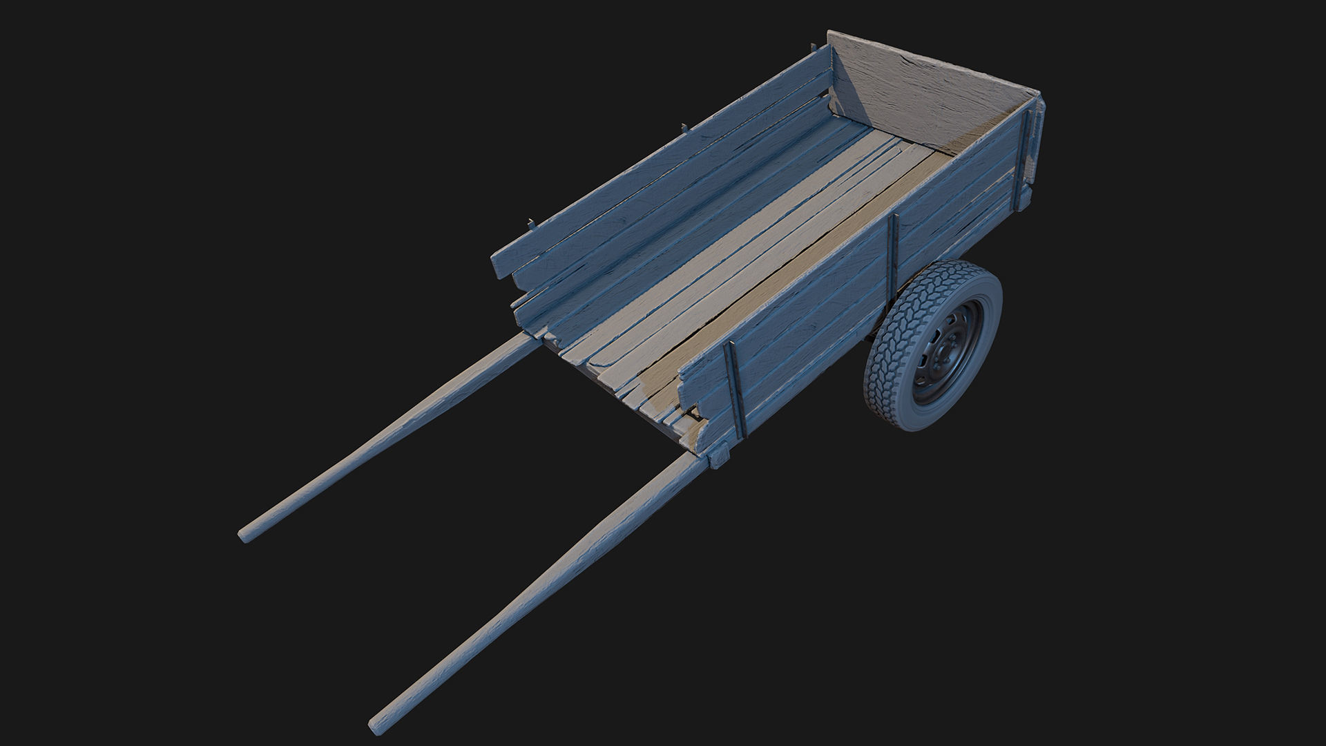 Low Poly PBR Wooden Cart Low-poly 3D model_8