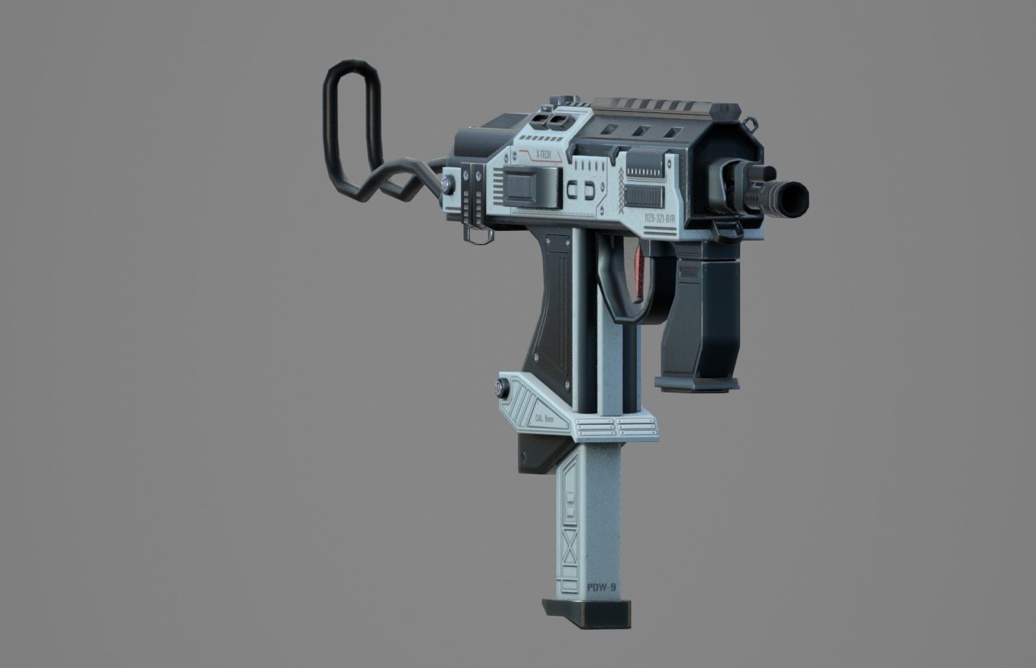 SubMachine Gun Low-poly 3D model_2