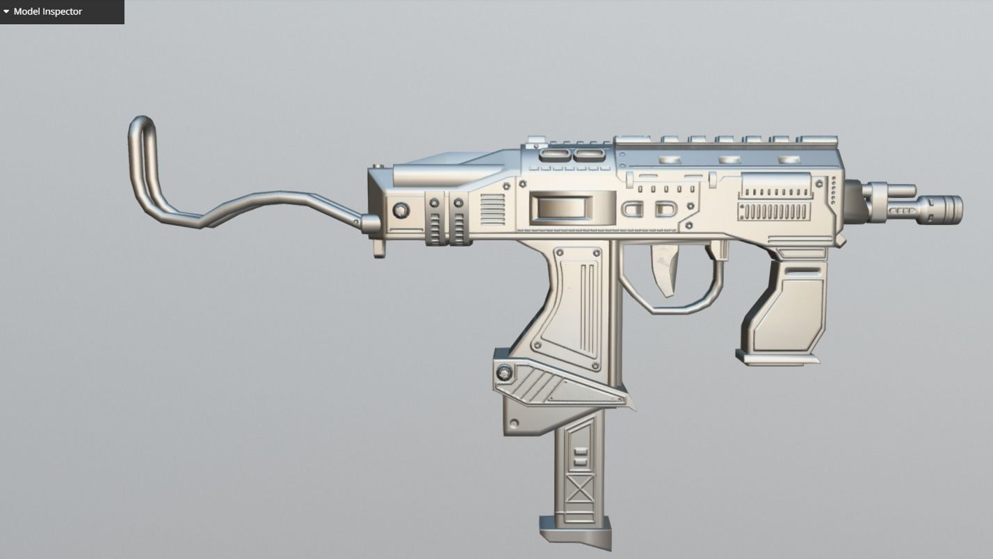 SubMachine Gun Low-poly 3D model_14