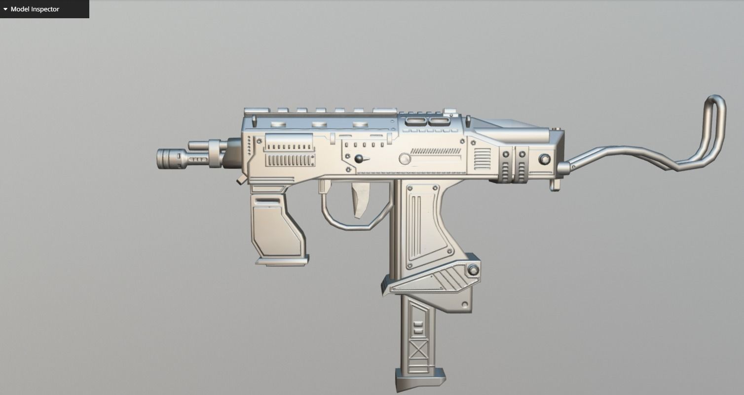 SubMachine Gun Low-poly 3D model_13