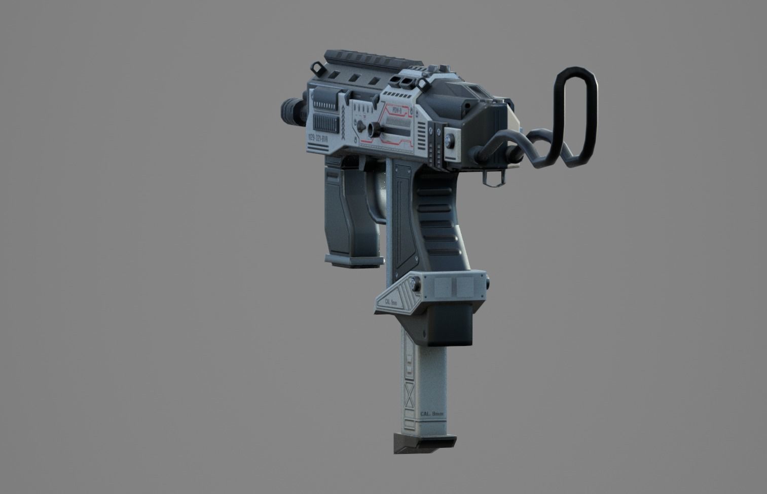 SubMachine Gun Low-poly 3D model_3