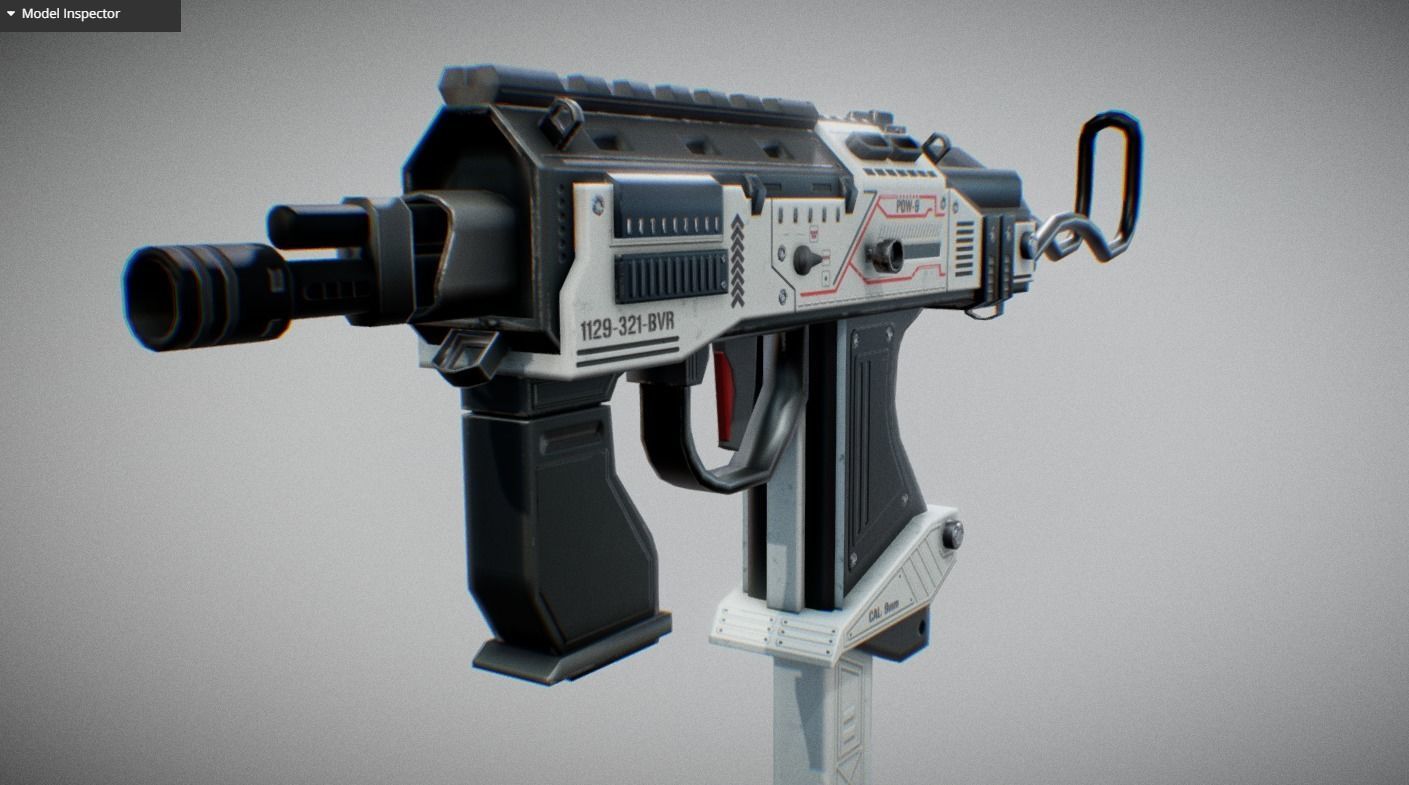 SubMachine Gun Low-poly 3D model_6