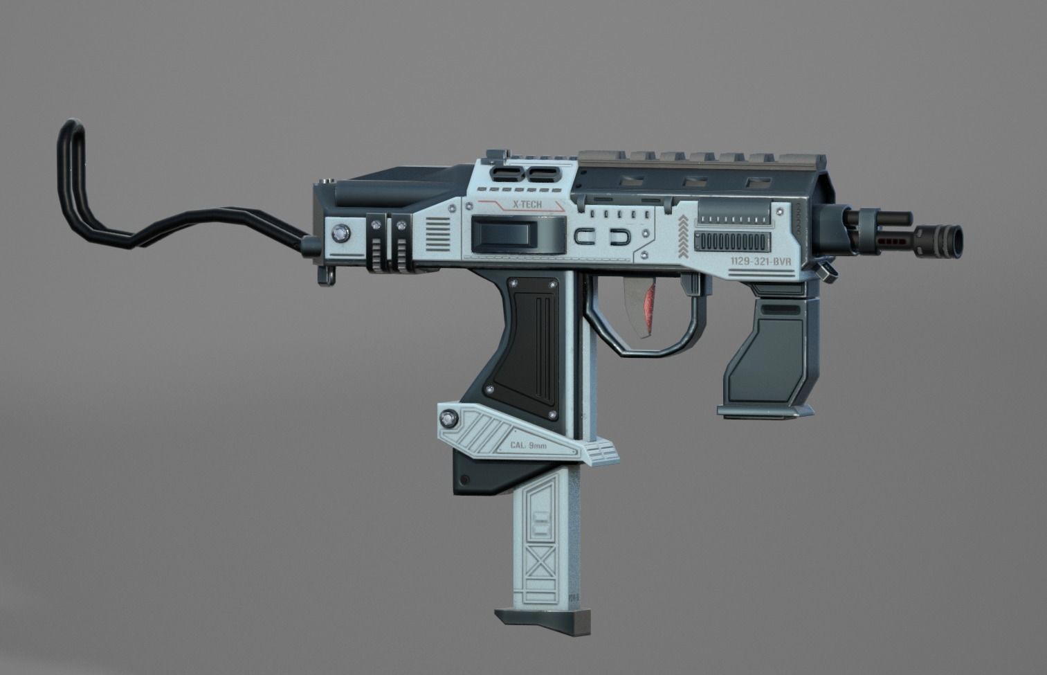 SubMachine Gun Low-poly 3D model_0