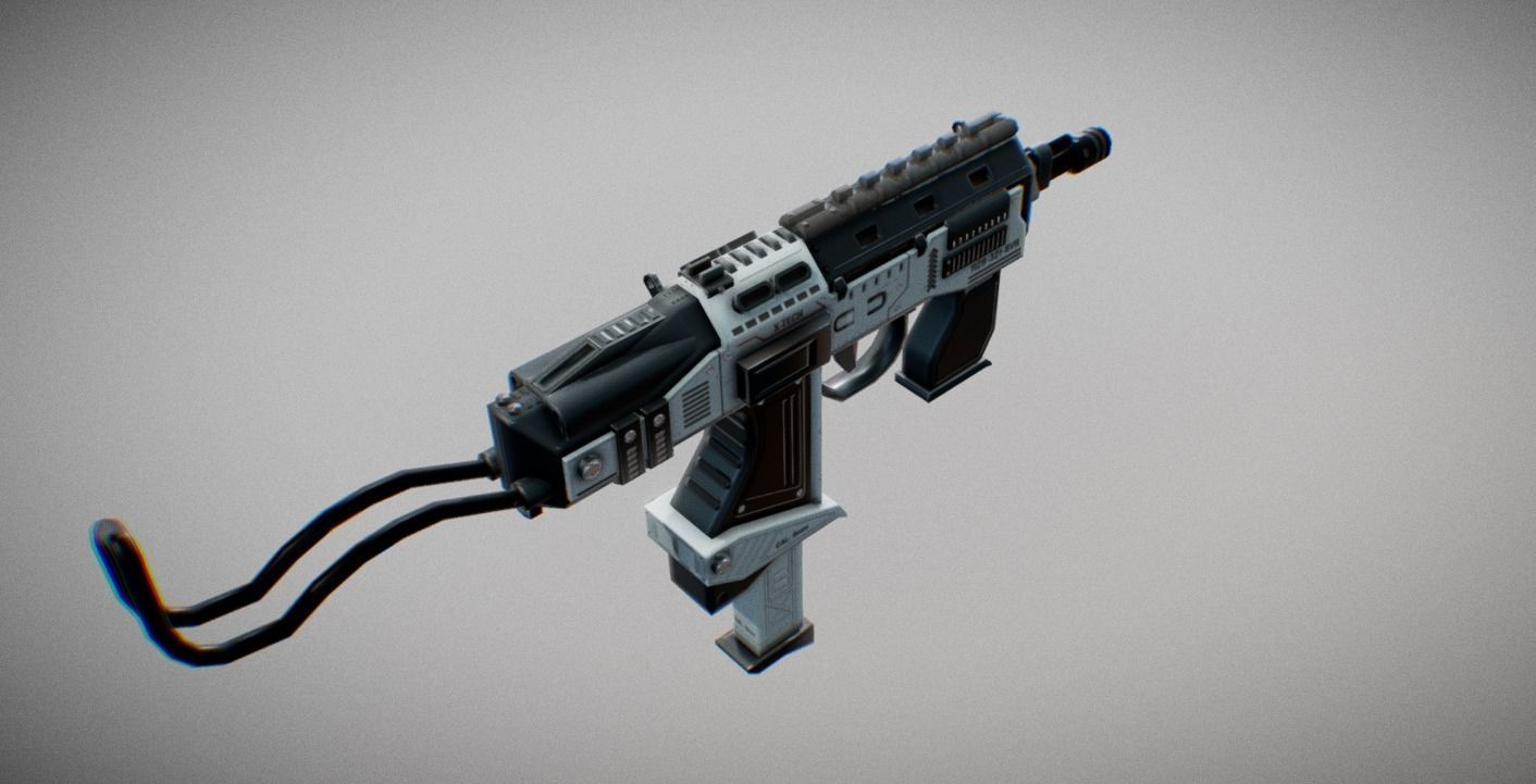 SubMachine Gun Low-poly 3D model_10